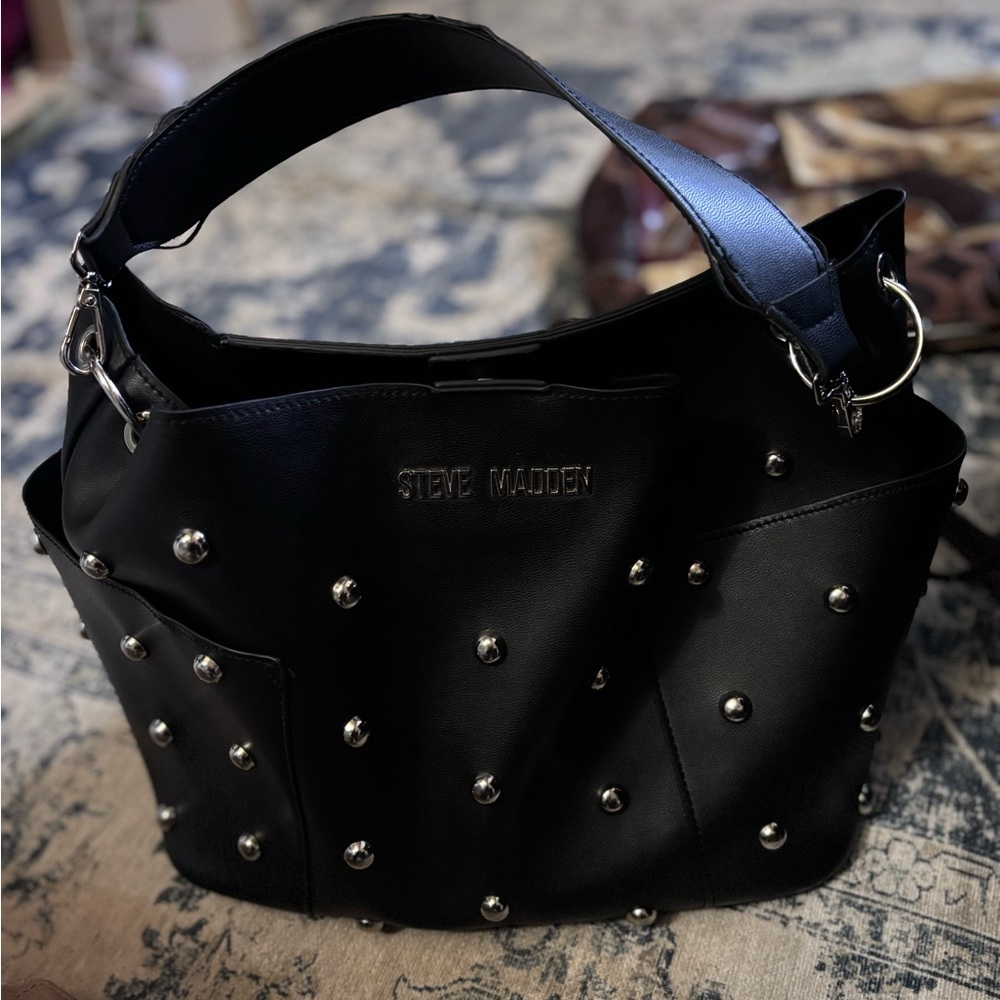 Steve Madden Black Studded Shoulder Bag